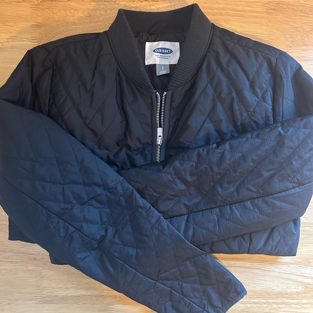 Old Navy Black Quilted Bomber Jacket